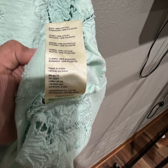 Anthropologie Mint Green Embroidered Sweatshirt Oversized Size M EUC Detailed - Picture 7 of 8
